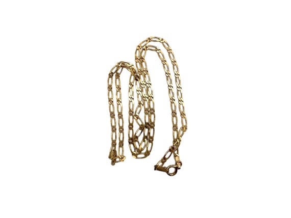9K Gold Estate 17.75” Flat Figaro Link Chain Neck… - image 3