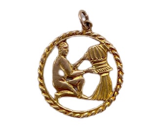 9K Gold Vintage Aquarius – Man Pouring Water Pendant Charm