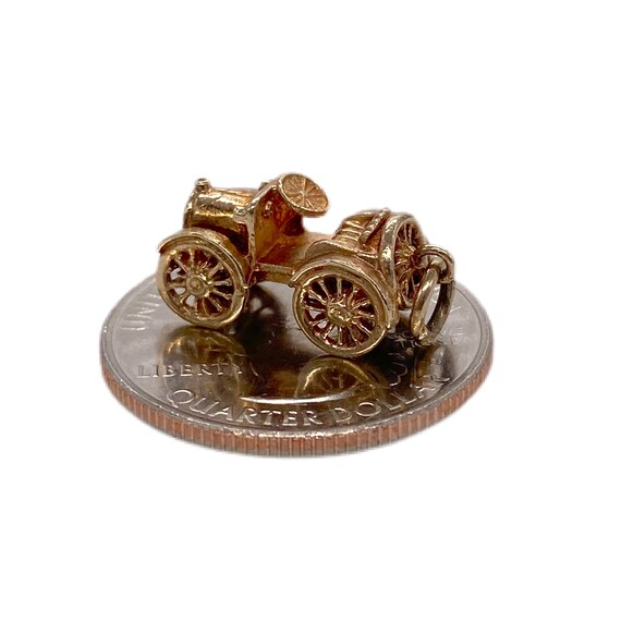 9K Gold Vintage Classic Old Car 3D Charm - image 4