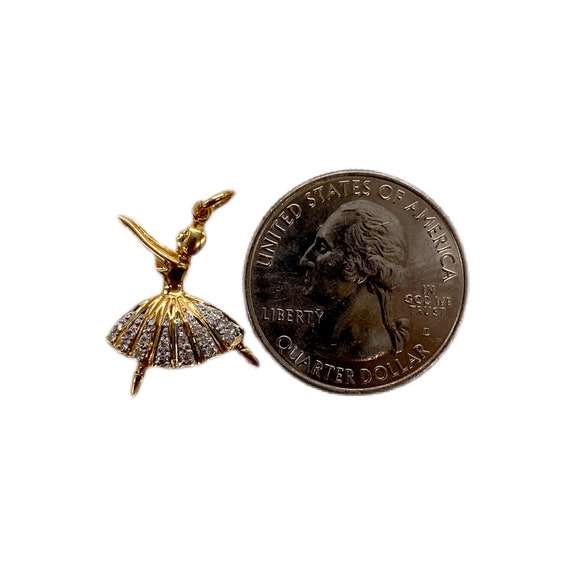 Vintage Solid 14K Gold Ballerina With Diamonds Pe… - image 4