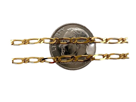 9K Gold Estate 17.75” Flat Figaro Link Chain Neck… - image 4