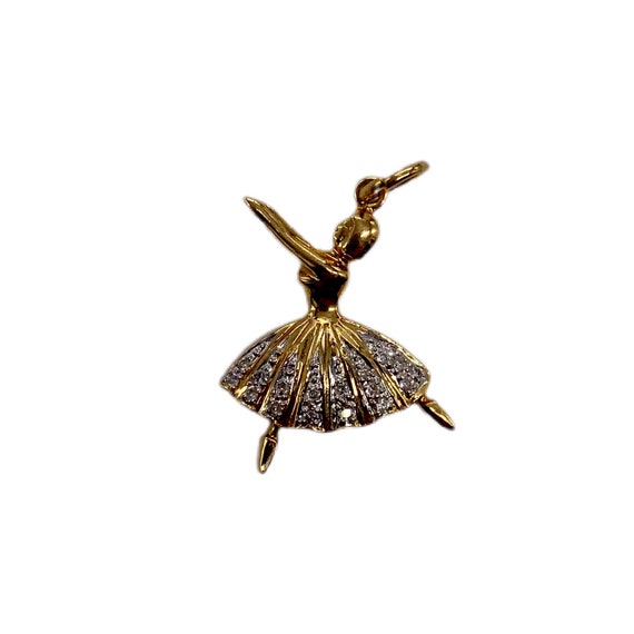 Vintage Solid 14K Gold Ballerina With Diamonds Pe… - image 2
