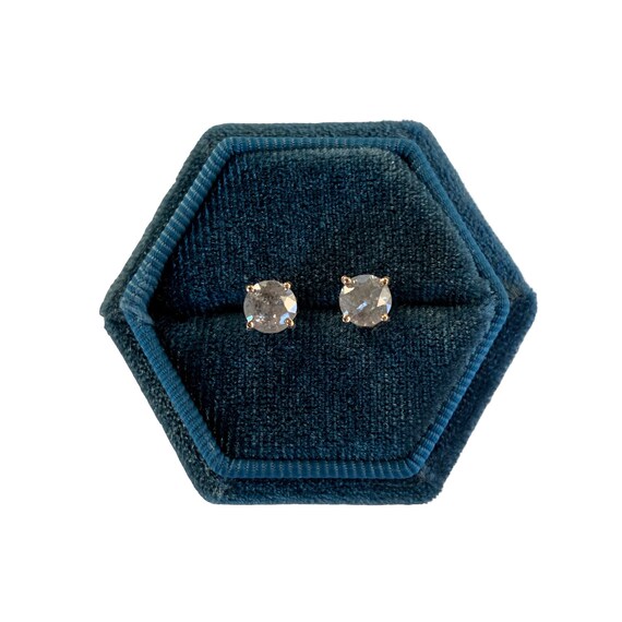 1 Carat 14K Gold Salt And Pepper Diamond Earrings