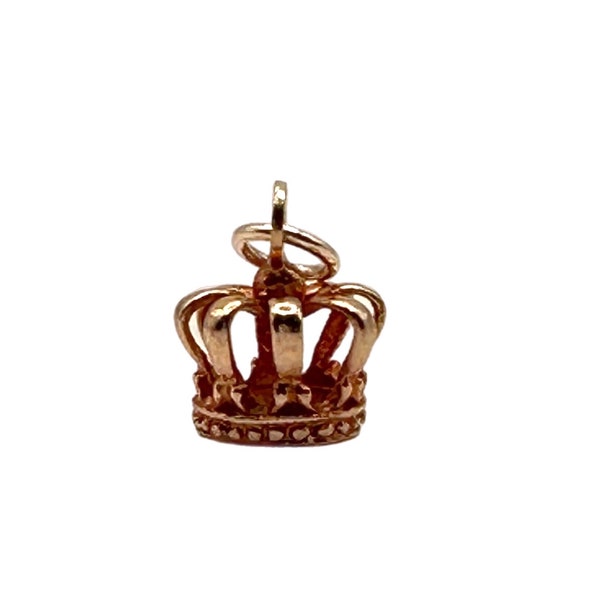 9K 9CT Gold Vintage 3D Crown by Uno A Erre Charm Pendant