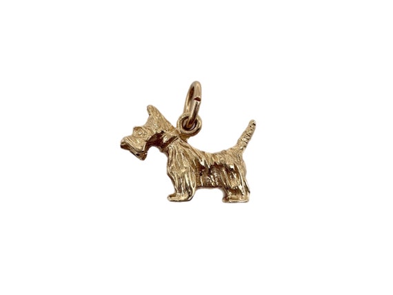 14K Gold Estate 3D Scottie Dog Charm Pendant - image 1