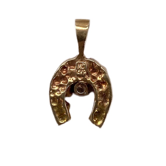 14K Gold Horseshoe with Gold Nuggets and Diamond Acce… - Gem