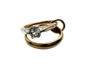 9K 9CT Gold Vintage Gem Set Engagement and Wedding Ring Charm Pendant