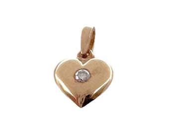 9K 9CT Gold Vintage Heart with Diamond Pendant