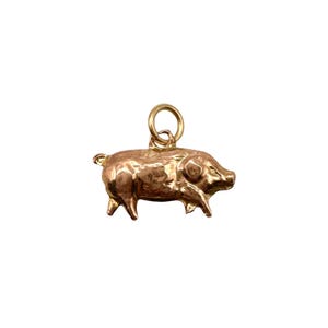 9K 9CT Gold Vintage Lucky Pig Charm Pendant
