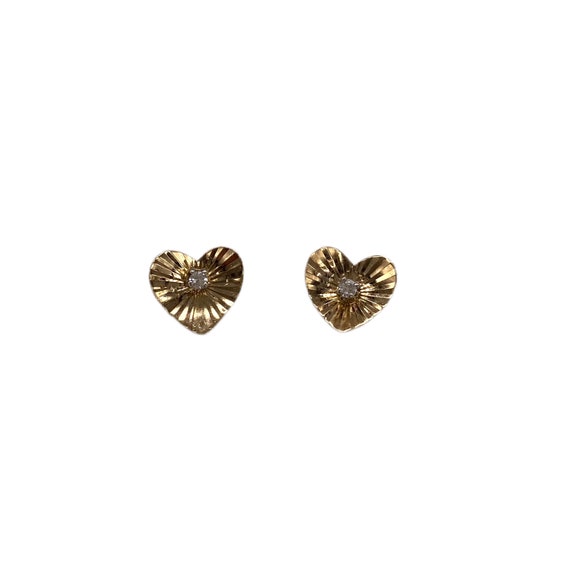 14K Gold Sapphire Heart Earrings - image 1
