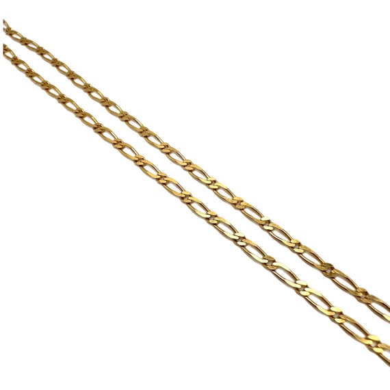 9K Gold Estate 17.75” Flat Figaro Link Chain Neck… - image 1
