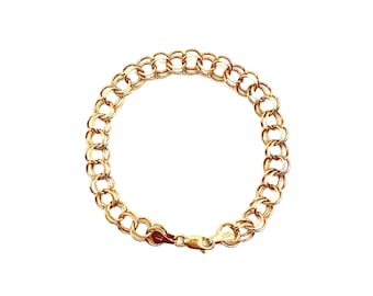 10K Gold Estate Double Link Charm Bracelet 9.0g