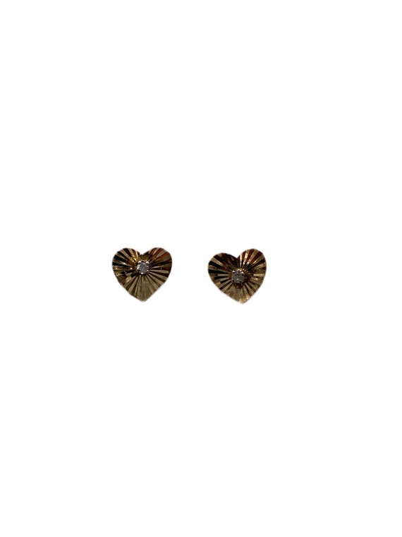 14K Gold Sapphire Heart Earrings - image 7