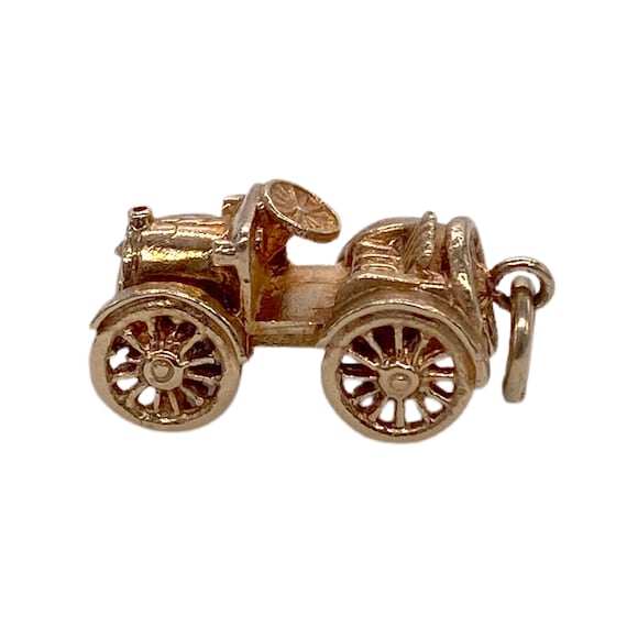 9K Gold Vintage Classic Old Car 3D Charm - image 2