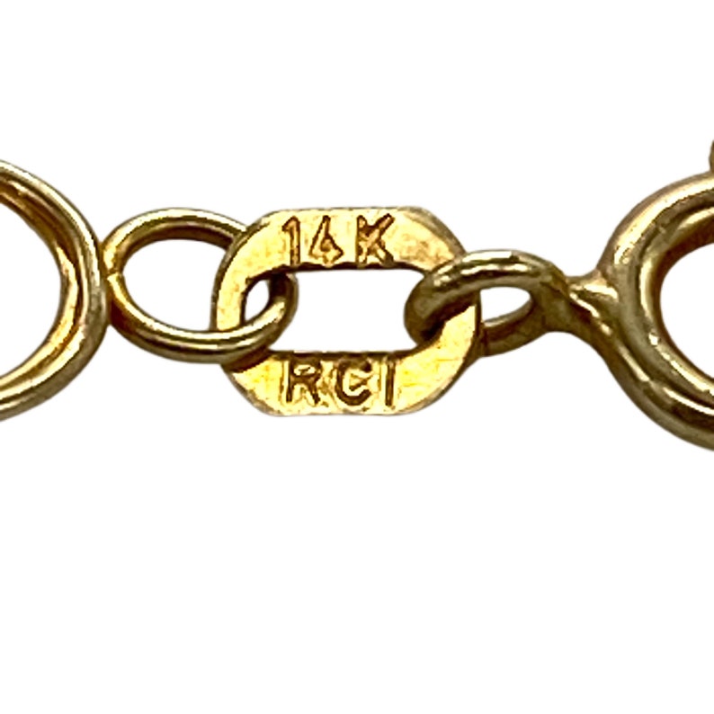 14K Solid Gold Triple Circle Link Charm Bracelet 7.25 Etsy