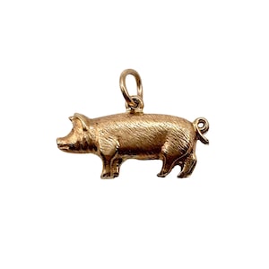 9K 9CT Gold Vintage Pig Lucky Charm Pendant