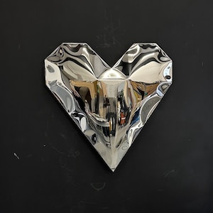 Chrome Heart, metal artwork, mirror art, chrome sculpture, garden sculpture ,wall sculpture, garden mirror - outdoor art - heart sculpture