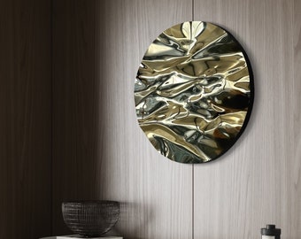Brass Circular Mirror Wall Art: Abstract Metal Sculpture by Piers Henry