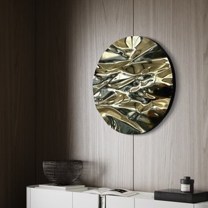 Messing Kreis Spiegel Wand Kunst: Abstrakte Metall Skulptur von Piers Henry