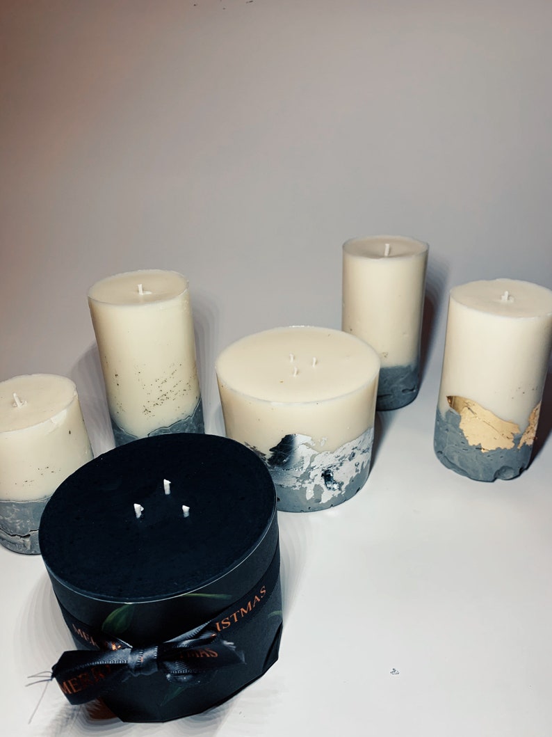 home candle Large black Concrete candle soy wax candle vanilla scent