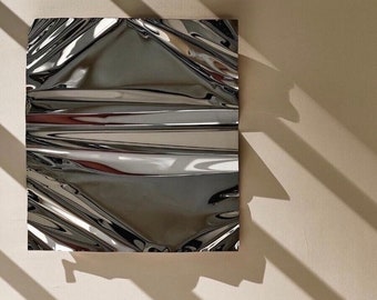 Metallskulptur. Chrome-Kunstwerk. konvexer Spiegel. Wandskulptur. Spiegelskulptur. abstraktes Kunstwerk. Metallkunst. Wandkunst. Konkaver Spiegel. Kunst