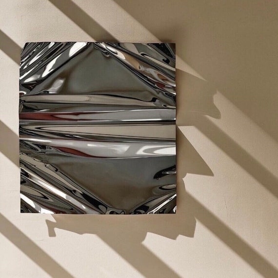 Metal Sculpture. Chrome Artwork. Convex Mirror. Wall Sculpture