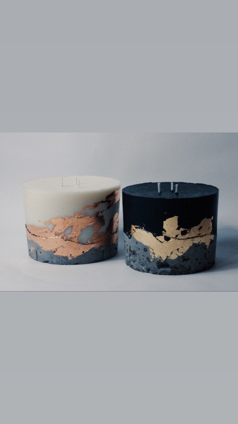home candle Large black Concrete candle soy wax candle vanilla scent