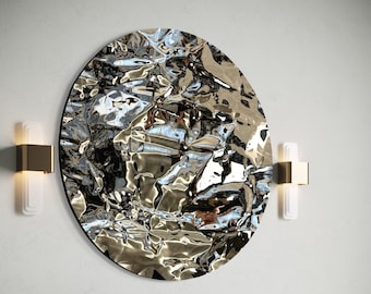 Circular mirror - round mirror - metal sculpture -metal wall art  - modern art  - abstract art - art - chrome decor - wall sculpture -convex