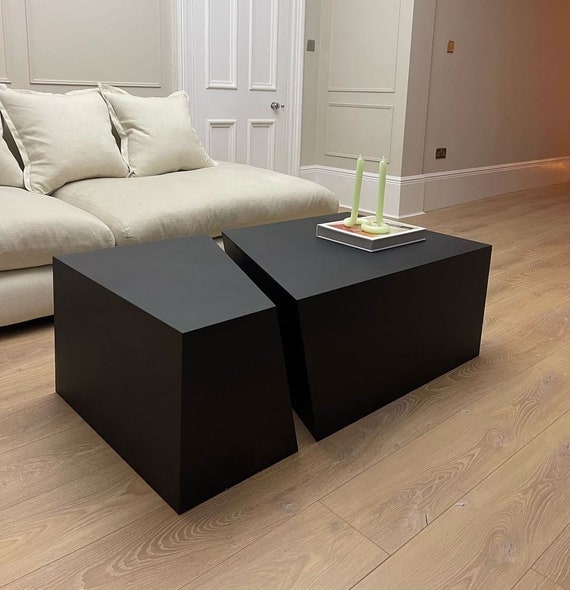 Coffee Table Wooden Coffee Table Large Coffee Table Block Coffee Table Black Furniture Black Table Bespoke Coffee Table Etsy