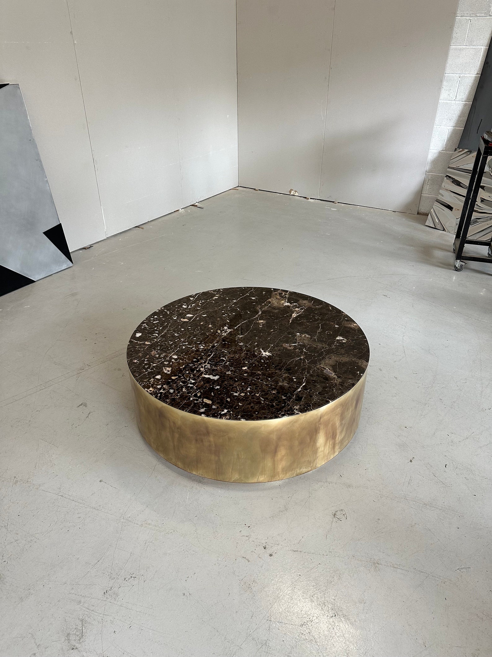 Brass Drum Coffee Table Luxury Coffee Table Round Marble - Etsy