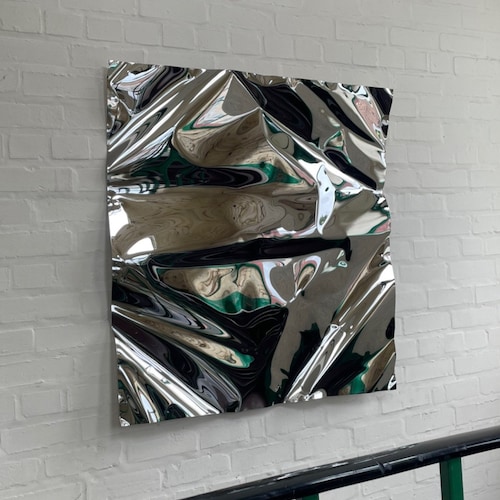 Wall Sculpture Metal Artwork Chrome Art Mirror Wall Etsy