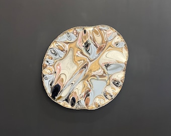 Round mirror. Chrome sculpture. wall art. convex mirror. concave mirror. abstract art. wall object. luxury mirror. contemporary art