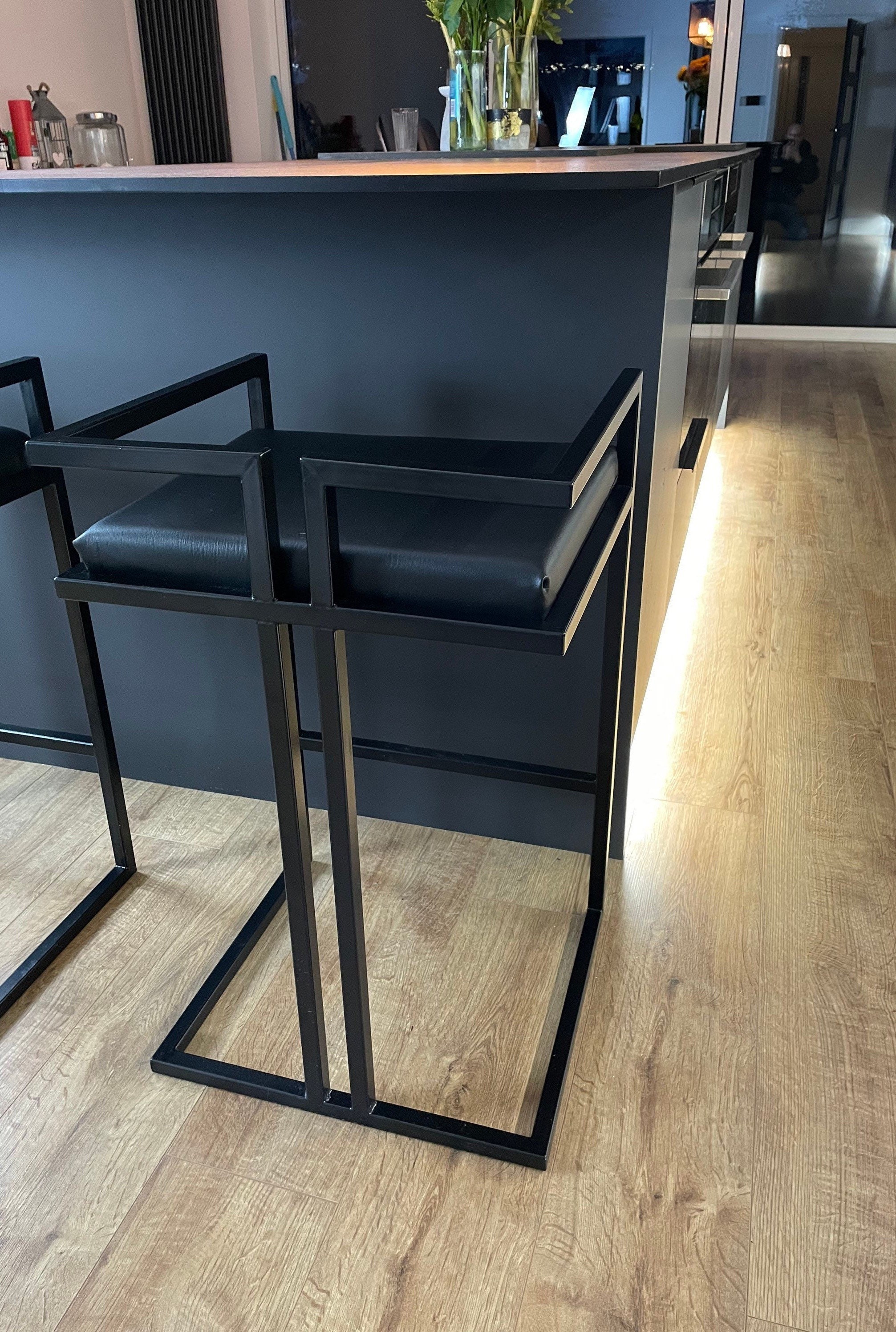 Metal Kitchen Bar Stools Made by PIERS HENRY Black Bar Etsy UK