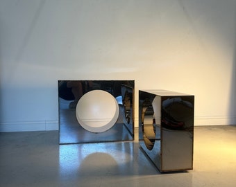 Chrome Side Table: Modern Metal Sculpture, Luxury Art Furniture, stainless steel furniture, stainless steel table , metal table , metal art