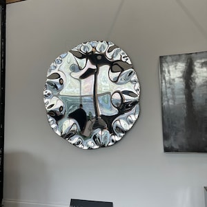Reflective wall art, Convex Wall Sculpture , artwork , mirror, metal wall art, round mirror, steel art, organic mirror