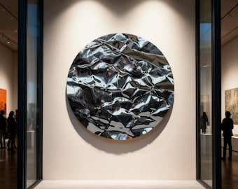 Reflective art, Mirror Wall Sculpture - distorted mirror, metal wall art, artwork, mirror sculpture. Stainless steel, wall decor, art