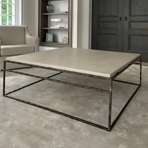 Luxury furniture. Forged metal coffee table, marble table, forged steel furniture , forged table, forged furniture , limestone table
