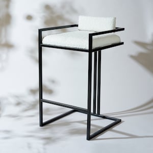 Metal Kitchen bar stools - made by PIERS HENRY - bouclé bar stools - made in England - metal chairs - kitchen stools - metal frame bar stool