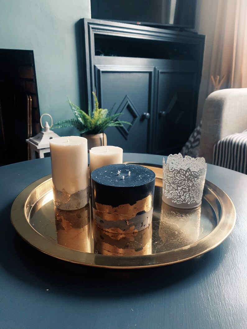 home candle Large black Concrete candle soy wax candle vanilla scent
