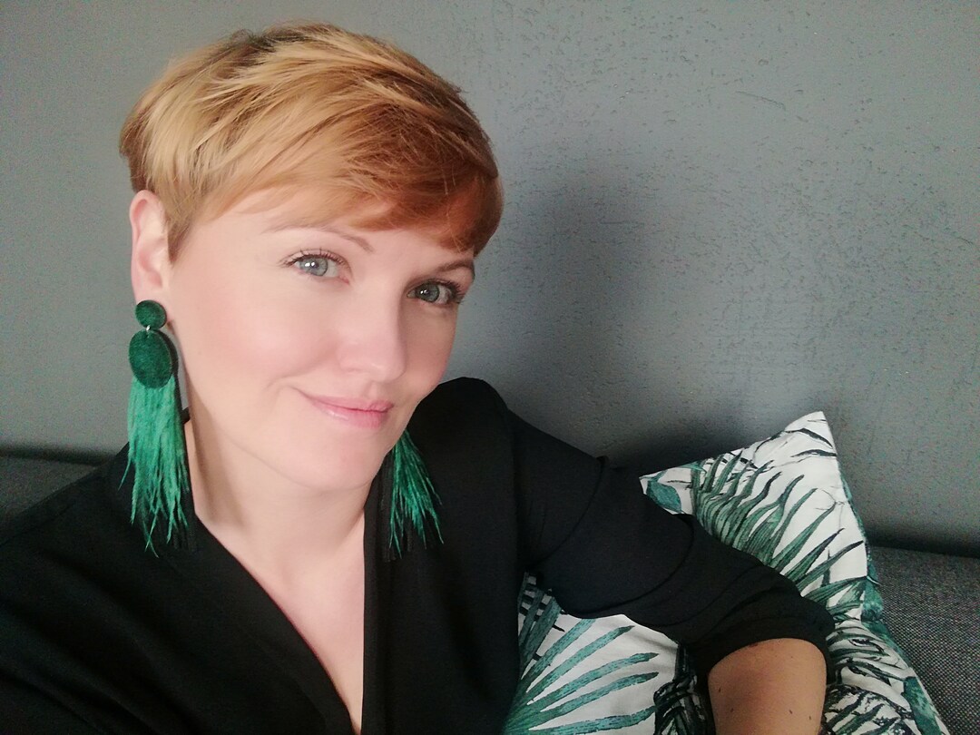 Emerald Green Earrings Elegant Velvet Earrings With Ostrich Etsy