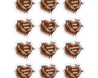 Zodiac Baby Cake Sticker: Waterproof Astrology Decal