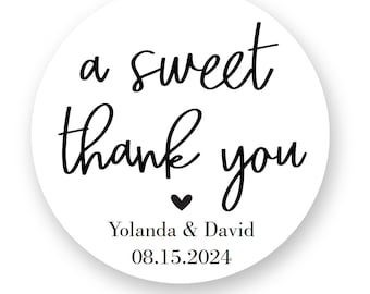 Personalized Wedding Favor Stickers: Thank You Circle Labels