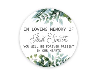 Memorial Stickers - In Loving Memory of - Custom Stickers - Personalized labels - Celebration of life - Rest in peace - Favor -  Memorial