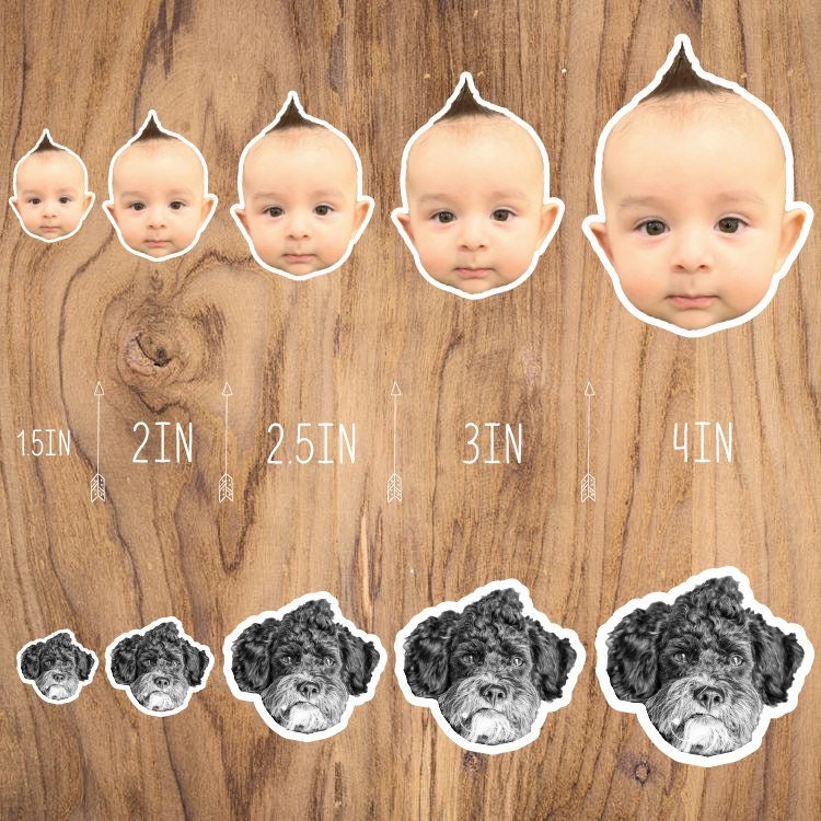 Custom Face Stickers Personalized Face Stickers Baby Etsy