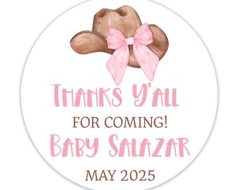 Cowgirl Baby Shower Stickers: Thank You Favors, 40 ct.