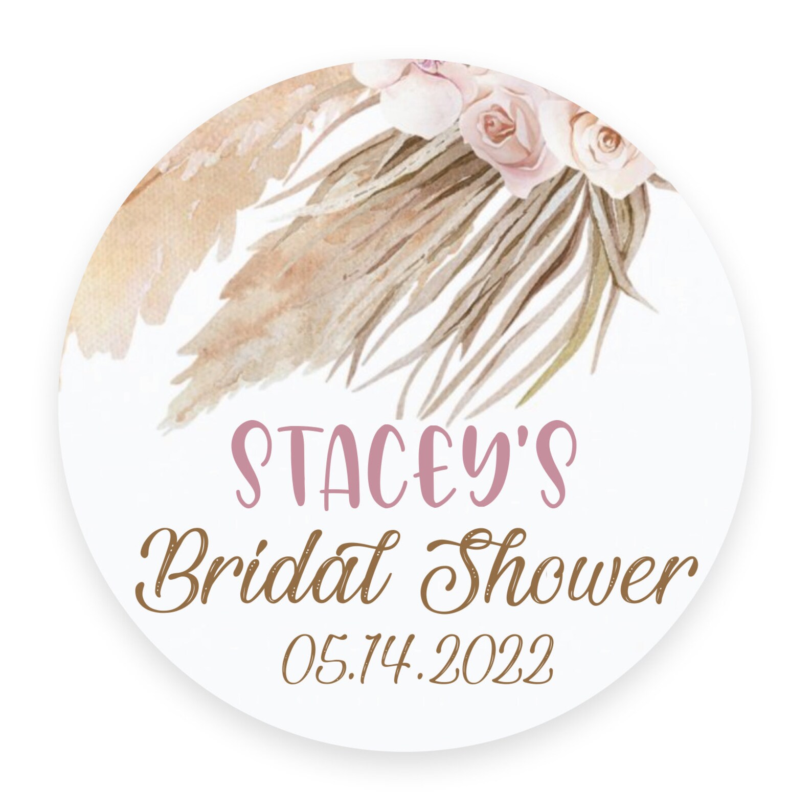 Pampas Grass Bridal Shower Favor Labels - Boho Fall Themed Favor ...