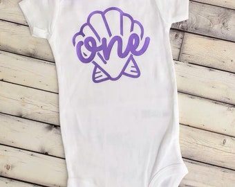 Mermaid first birthday shirt- 1st birthday - Mermaid birthday - Under the sea theme -  girls first birthday outfit - One bodysuit - birthday