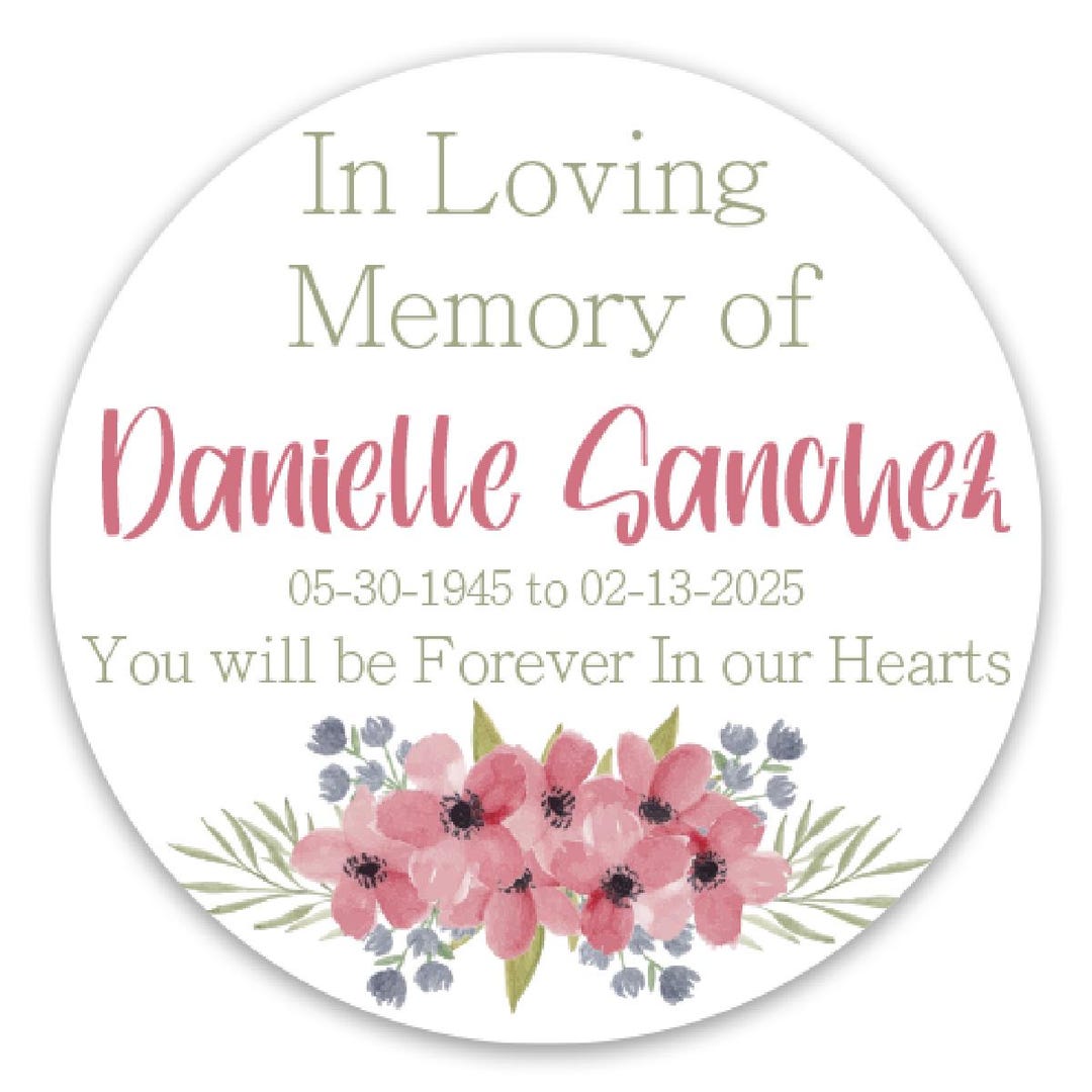 In Loving Memory Stickers – Memorial Labels – Custom Floral Remembrance ...