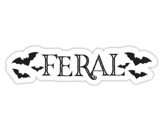 Feral Sticker with Bats: Gothic Waterproof Vinyl Decal