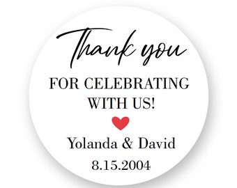 Personalized Wedding Favor Stickers: Thank You Circle Labels